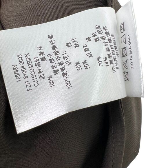 Ports 1961 Brown Elegant Silk Sleeveless V-Neck Ruched Sheath Dress, Size 6 - Picture 14 of 14